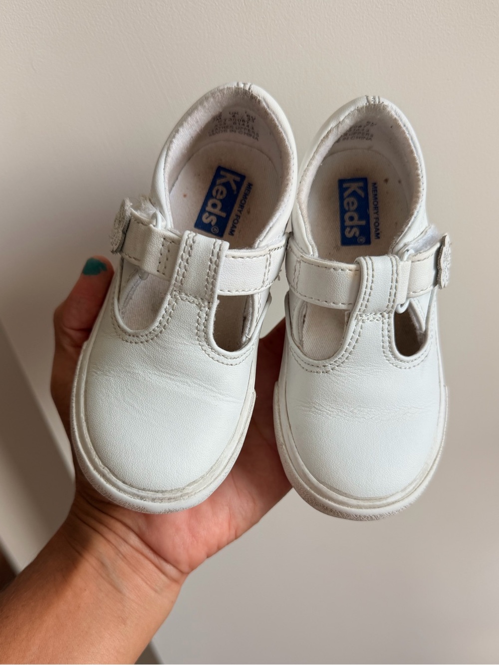 Keds White T-Strap Toddler Leather Shoes